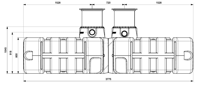 Easy Rain-Regenwatertanks-Opslagtanks-Regenwateropvang-6000l-Tekening zijkant-DWTN