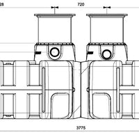 Easy Rain-Regenwatertanks-Opslagtanks-Regenwateropvang-6000l-Tekening zijkant-DWTN