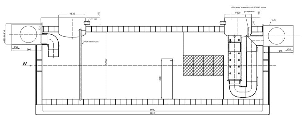 HDPE-Bypassafscheider 75-750-Tekening-Vooraanzicht-DWTN