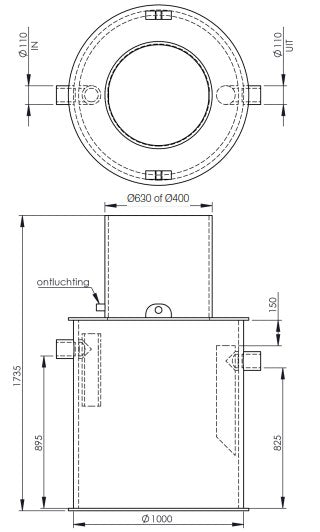 HDPE-Vetafscheider-2l-s-Slibvanger 200l-Rond-Tekening-DWTN