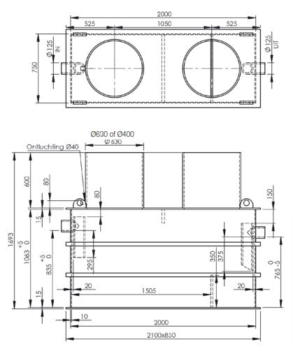 HDPE-Vetafscheider-4l-s-Slibvanger 400l-Rechthoekig-Tekening-DWTN