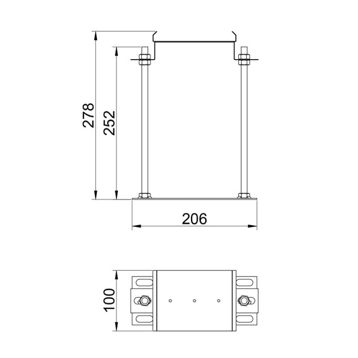 Hydroline Pro-Verzinktstaal-Inbouwelement-Met voet-Tekening-DWTN