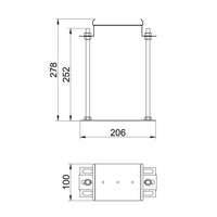 Hydroline Pro-Verzinktstaal-Inbouwelement-Met voet-Tekening-DWTN
