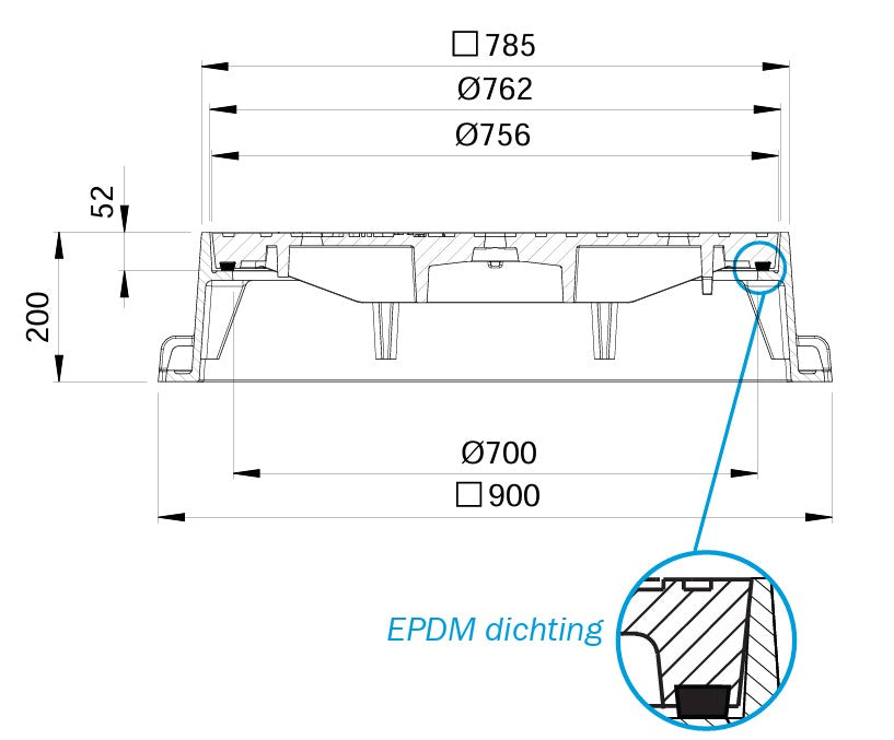 Putafdekking-Arti 9-Dagmaat 700mm-F900KN-Tekening-DWTN