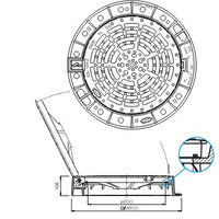 Putafdekking-Roosterdeksel-ARTI GR850-Dagmaat 600mm-D400KN-Tekening-DWTN