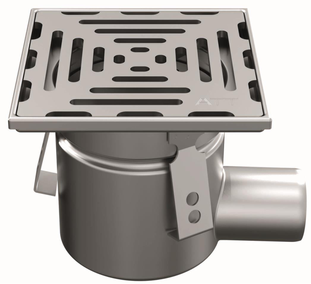 RVS-Eendelige-Afvoerput-Vloerput-WM150-Zijafvoer-50mm-Diederen-Afwateringstechniek