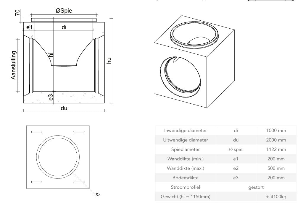Ronde-Betonnen-Inspectieput 1000mm-GVM4-Tekening-DWTN