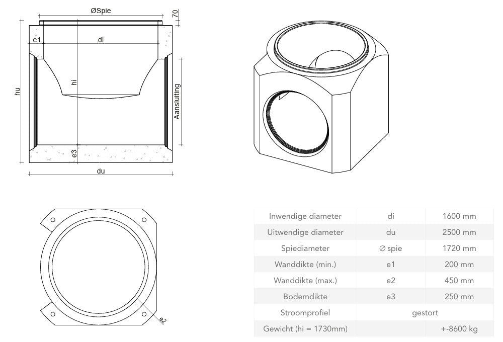 Ronde-Betonnen-Inspectieput 1600mm-GM3-Tekening-DWTN
