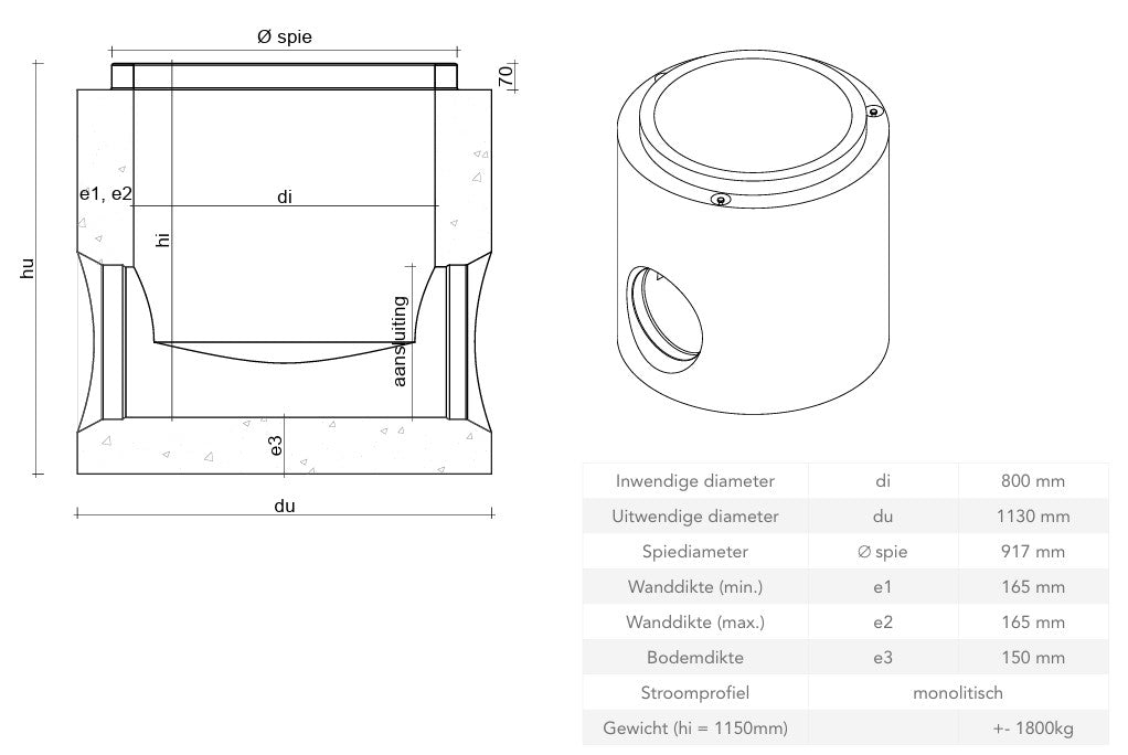 Ronde-Betonnen-Inspectieput 800mm-CAP5-Tekening-DWTN
