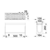 Roostergoot-Maxi-100-Langstaafrooster-D400KN-L=0,5m-H=260mm-Tekening-DWTN