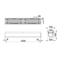 Roostergoot-Maxi-100-Langstaafrooster-D400KN-L=1m-H=160mm-Tekening-DWTN