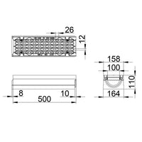 Roostergoot-Maxi-100-Langstaafrooster-F900KN-L=0,5m-H=110mm-Tekening-DWTN