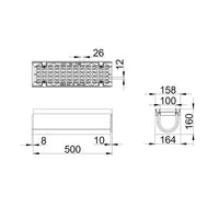 Roostergoot-Maxi-100-Langstaafrooster-F900KN-L=0,5m-H=160mm-Tekening-DWTN