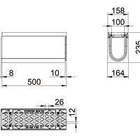 Roostergoot-Maxi-100-Langstaafrooster-F900KN-L=0,5m-H=235mm-Tekening-DWTN