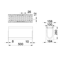 Roostergoot-Maxi-100-Langstaafrooster-F900KN-L=0,5m-H=260mm-Tekening-DWTN