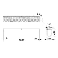 Roostergoot-Maxi-100-Langstaafrooster-F900KN-L=1m-H=235mm-Tekening-DWTN