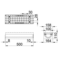 Roostergoot-Maxi-100-Maasrooster-E600KN-L=0,5m-H=110mm-Tekening-DWTN