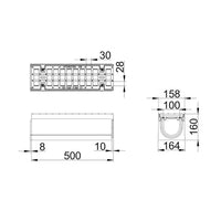 Roostergoot-Maxi-100-Maasrooster-E600KN-L=0,5m-H=160mm-Tekening-DWTN