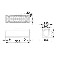 Roostergoot-Maxi-100-Maasrooster-E600KN-L=0,5m-H=185mm-Tekening-DWTN