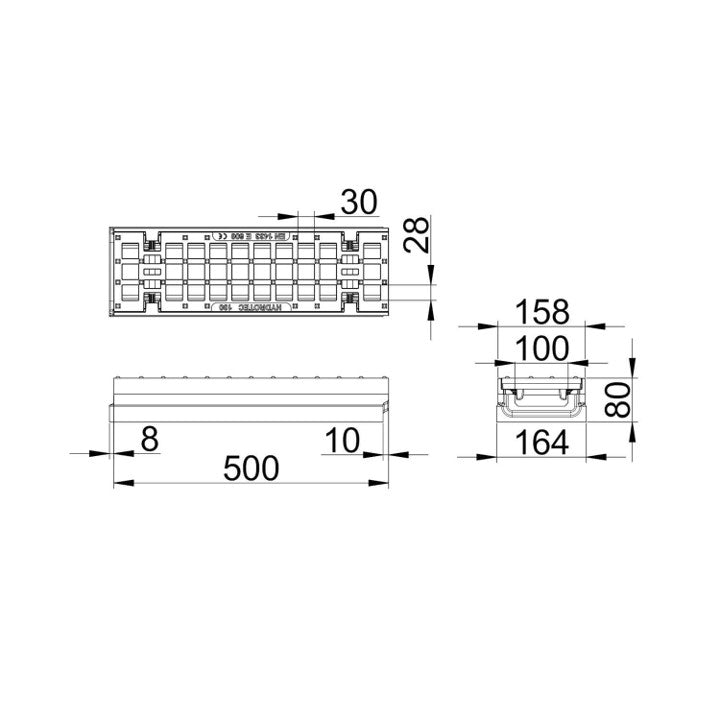 Roostergoot-Maxi-100-Maasrooster-E600KN-L=0,5m-H=80mm-Tekening-DWTN