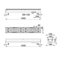 Roostergoot-Maxi-100-Maasrooster-E600KN-L=1m-H=110mm-Onderafvoer-Tekening-DWTN