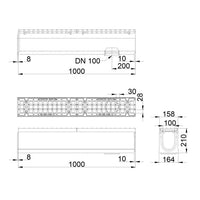 Roostergoot-Maxi-100-Maasrooster-E600KN-L=1m-H=210mm-Onderafvoer-Tekening-DWTN