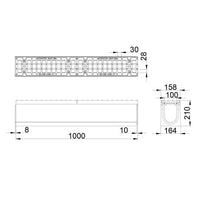 Roostergoot-Maxi-100-Maasrooster-E600KN-L=1m-H=210mm-Tekening-DWTN