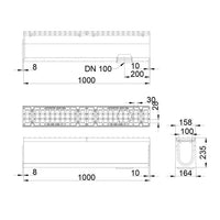 Roostergoot-Maxi-100-Maasrooster-E600KN-L=1m-H=235mm-Onderafvoer-Tekening-DWTN