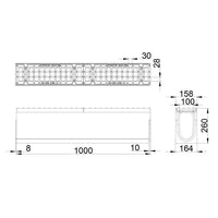 Roostergoot-Maxi-100-Maasrooster-E600KN-L=1m-H=260mm-Tekening-DWTN