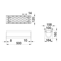 Roostergoot-Maxi-100-Sleufrooster-C250KN-L=0,5m-H=160mm-Tekening-DWTN