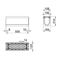 Roostergoot-Maxi-100-Sleufrooster-C250KN-L=0,5m-H=210mm-Tekening-DWTN
