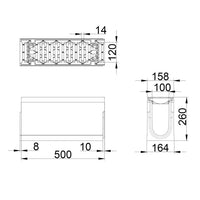 Roostergoot-Maxi-100-Sleufrooster-C250KN-L=0,5m-H=260mm-Tekening-DWTN