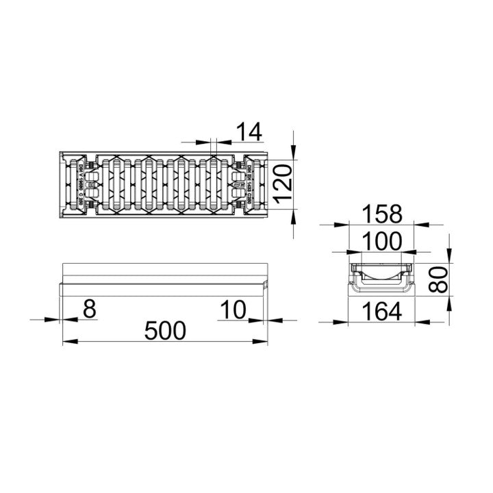 Roostergoot-Maxi-100-Sleufrooster-C250KN-L=0,5m-H=80mm-Tekening-DWTN