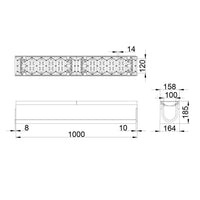 Roostergoot-Maxi-100-Sleufrooster-C250KN-L=1m-H=185mm-Tekening-DWTN