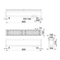 Roostergoot-Maxi-100-Sleufrooster-C250KN-L=1m-H=210mm-Onderafvoer-Tekening-DWTN