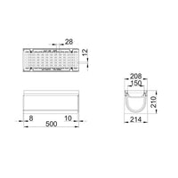 Roostergoot-Maxi-150-Langstaafrooster-F900KN-L=0,5m-H=210mm-Tekening-DWTN