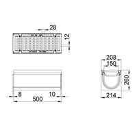 Roostergoot-Maxi-150-Langstaafrooster-F900KN-L=0,5m-H=260mm-Tekening-DWTN