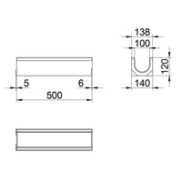 Roostergoot-Mini-100-L=0,5m-H=120mm-C250KNTekening-DWTN