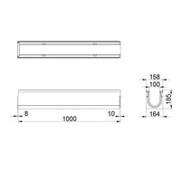 Roostergoot-Top-100-C250KN-L=1m-H=185mm-Tekening-DWTN