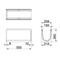 Roostergoot-Top-150-C250KN-L=0,5m-H=260mm-Tekening-DWTN