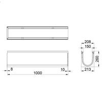 Roostergoot-Top-150-C250KN-L=1m-H=260mm-Tekening-DWTN