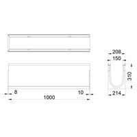 Roostergoot-Top-150-C250KN-L=1m-H=310mm-Tekening-DWTN