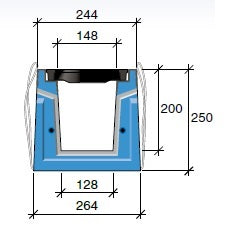 Roostergoot HRI 200. L=2,25m. F900KN. Banane rooster