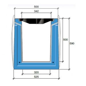 Roostergoot HRI 400-500. L=2,25m. F900KN. Banane rooster