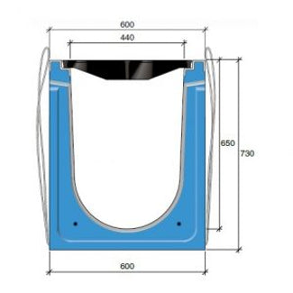 Roostergoot HRI 500-650. L=2,25m. F900KN. Banane rooster