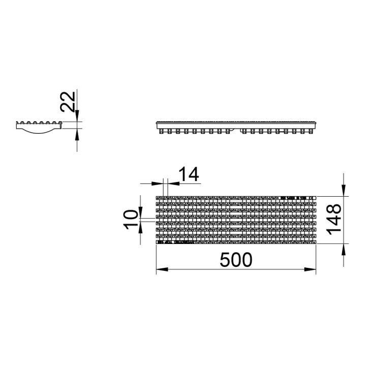 Top 100-Kunststof-Langstaafrooster-L=0,5m-Klasse-B-125KN-Tekening-DWTN