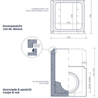 Vierkante-Betonnen-Inspectieput 1000x1000mm-Tekening-DWTN