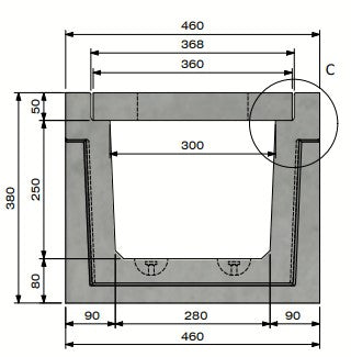 Zelfdragende-Betongoot-3025-Klasse-A-15KN-Inliggend-Tekening-DWTN