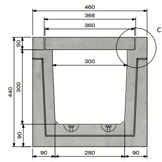 Zelfdragende-Betongoot-3030-Klasse-A-15KN-Inliggend-Tekening-DWTN