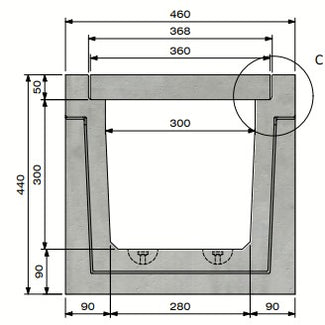 Zelfdragende-Betongoot-3030-Klasse-A-15KN-Inliggend-Tekening-DWTN